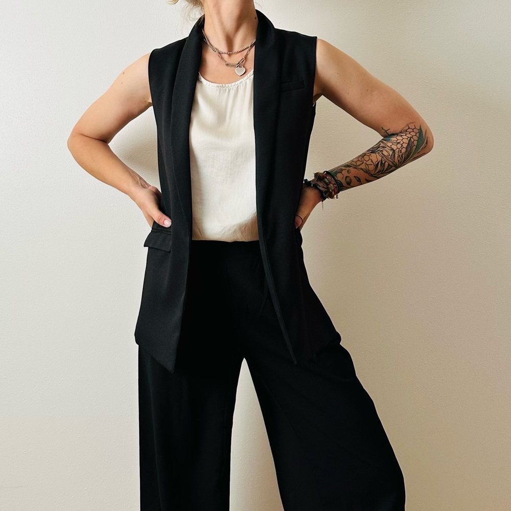 Vintage Achielry black single-breasted sleeveless blazer - Picture 3 of 8